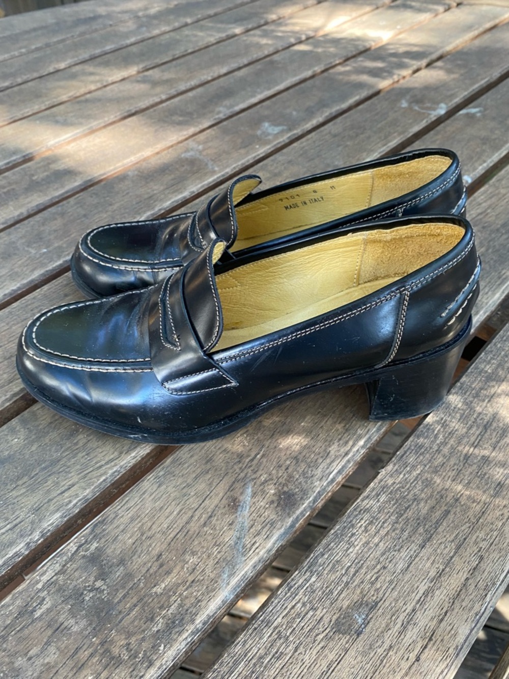 Vittorio Black Leather Heeled Penny Loafers Officesiren Coquette Y2K Heels